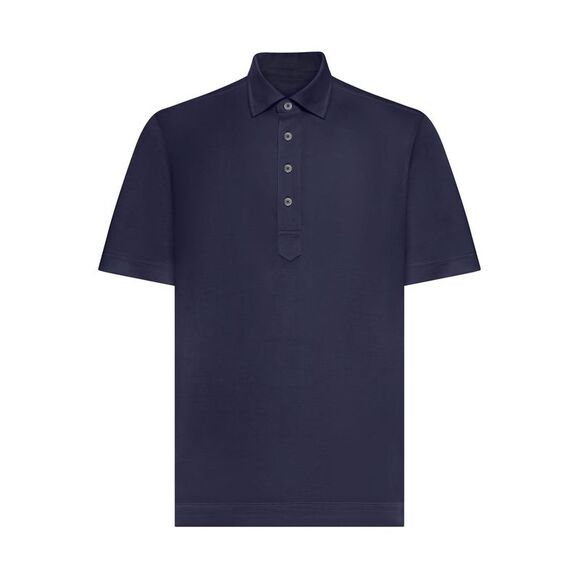 Zegna Men Silk And Cotton Knitted Polo Shirt